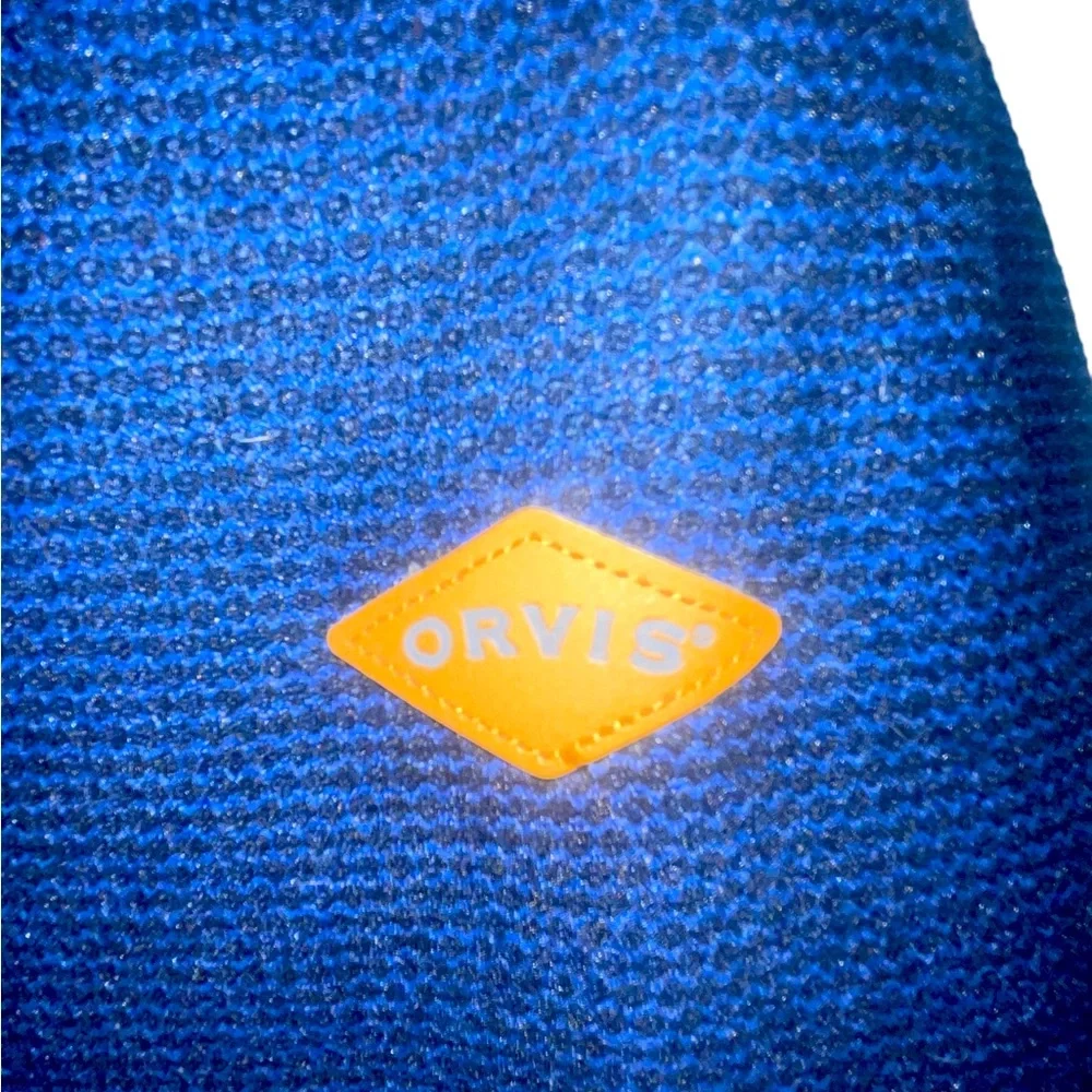 Orvis Sherpa Fleece Lined 1/4 Zip Pullover with Pockets Blue & White Size Large - Picture 3 of 12